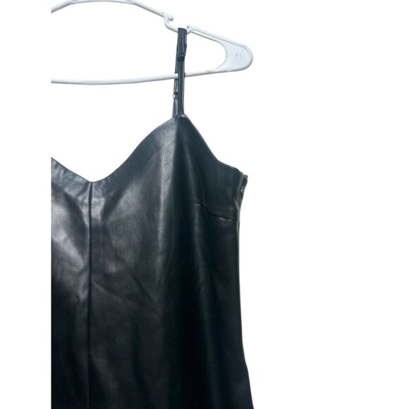 Aqua Faux Leather Slip Dress Womens Small Black Feather Trim Party  Whimsigoth - Picture 11 of 16